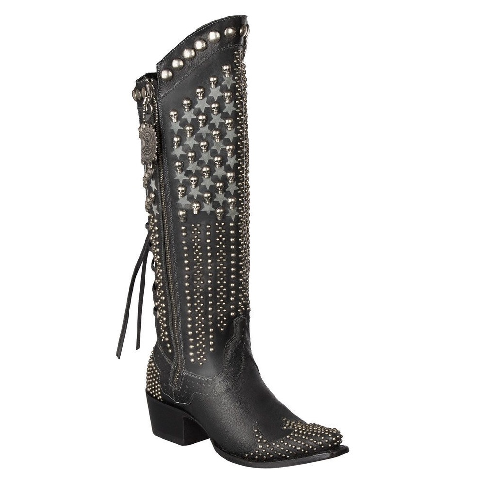 Double D Ranch Skull Flag cowgirl boots
